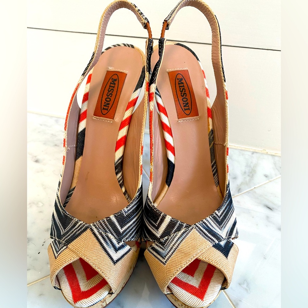 MISSONI Tessuto Slingback Platform Sandals—NEW